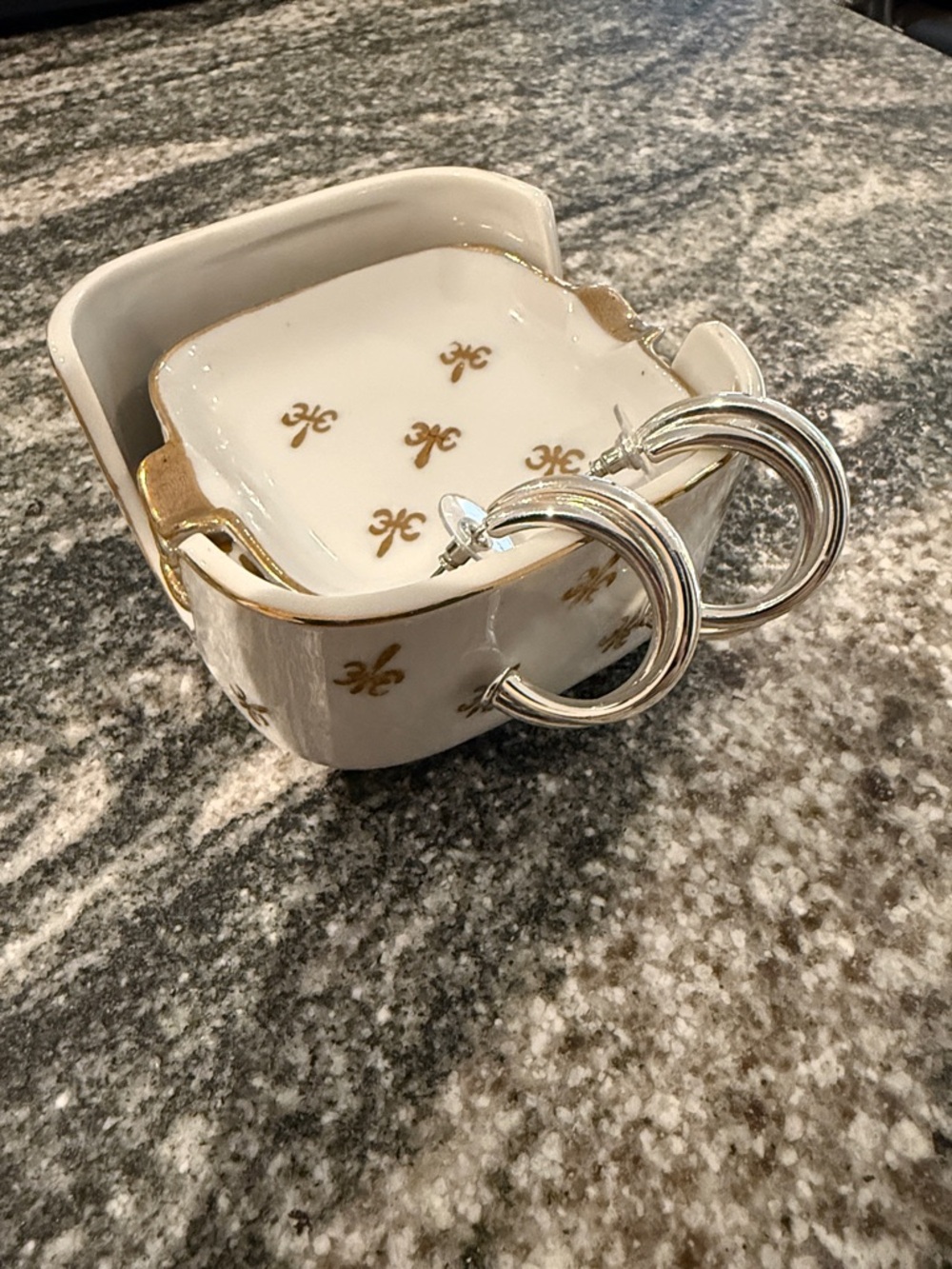 Silver Double Hoop Earrings - Elegant Women Jewelry
